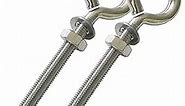 AIVOOF Hammock Hooks, 2 Pack M10 Stainless Steel Eye Bolt 4" Heavy Duty Eyebolt Eyelet Screws with Washer and Nuts for Yoga Hammock Swing Chair Indoor Outdoor, Long Shank Thread Length 100mm