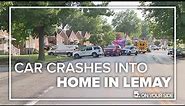 Raw video: Car crashes into home on Kingston Drive in south St. Louis County