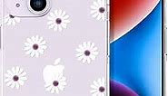 ENDIY iPhone 14 Case Flower Floral for Women Girls Girly Cute Designer Phone Case Clear with Design, Compatible with iPhone 14 Case Transparent,Lovely Pink Daisy