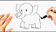 Como dibujar un Elefante Bonito | Dibujos Fáciles Para Niños