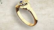 Yellow Gold Diamond & Sapphire Claddagh Ring