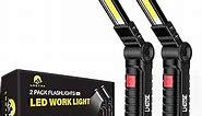 Rechargeable Work Lights, LED Work Light with Magnetic Base & Hanging Hook, 360°Rotate 5 Modes Magnetic Rechargeable Flashlights for Mechanics Car Repair Home, Garage, Emergency, Camping (2 Pack)