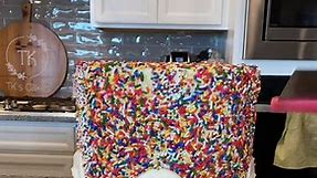 Rainbow sprinkle cake! #cake #caketok #cakedecorating #rainbow | Cake Decorating
