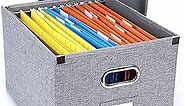 UL Source Upgraded Collapsible Hanging File Storage Boxes with Smooth Sliding Rail Large Capacity Filing Organizer Letter/Legal File Floder Storage, Office Box (Gray-1pack)