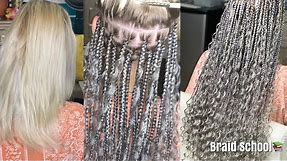 How to Braid Fine Straight Hair|Grey Knotless Goddess Braids|Braid School Ep. 34