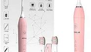 DIKLA Sonic Electric Toothbrush for Adults Dissolve Plaque on Teeth, Vibrating Toothbrush 4 Modes with Smart Timer 44,000 VPM Motor Whitening Rechargeable Cordless Fast Charge(Pink)