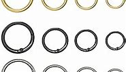 Maydahui 24PCS Spring O Ring Zinc Alloy Spring Clip 4 Size (0.8,0.98,1.1,1.3inch) 3 Colors Round Carabiner Snap Hook Key Ring Circle Trigger Rings Multi-Purpose for Handbag Purse Dog Leashes (Gold, Silver, Black)