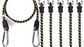 XSTRAP STANDARD 6PK Bungee Cords with Carabiners 48 Inch Heavy Duty Straps Strong Elastic Rope Locks onto Anchor Points of Luggage Rack/Cargo/Camping/RV