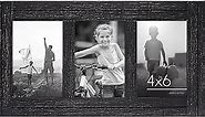 Americanflat 4x6 Triple Picture Frame in Charcoal Black - Distressed Wood Decorative Picture Frames with Easel and Polished Glass for Family Photos and Wall Collage - for Wall and Tabletop
