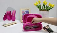 Clear Small Makeup Bag with Zipper, Nylon&PVC Cosmetic Travel Bag Preppy TSA Approved Toiletry Bag for Women Girls, Transparent Waterproof Makeup Pouches Cute Travel Bag for Purse(Small-Hot Pink)