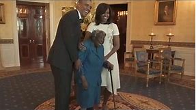 Watch: 106-year-old woman's priceless reaction to meeting the Obamas