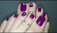 Dark Purple Nail Polish on Toe Nails- Warm Pedicure Tutorial | Rose Pearl