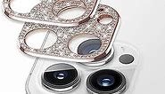Omio [2 Pack] Compatible with iPhone 14 Pro Bling Camera Lens Protector Cover 3D Diamond Lens Case Glitter Diamond Crystal Metal Lens Decoration Cover for iPhone 14 Pro for Women Rose Gold