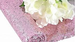 DUOBAO Sequin Fabric by The Yard Pink Gold Glitter Fabric for Sewing Paillette Sequin Fabric Mesh Sequin Fabric 3 Feet 1 Yard Flip Sequin Fabric DIY for Wedding Dress (1 Yard, Pink Gold)