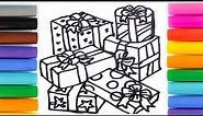 how to draw easy gift drawing|cristmas present #giftdrawing #cutedianosour #shopdrawing