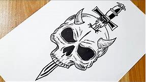 How to draw skull tribal tattoo || Skull drawing tutorial