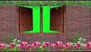 HD window opening green screen | green screen video | window on wall | flower view from window