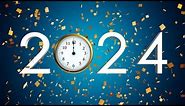 Happy new year 2024 replacing 2023 with Clock and Confetti stock footage | stock video | Cinefootage