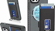 Lokyoo Wallet Case for iPhone 14 Pro Max-MagSafe Compatible [Removable Card Holder], Magnetic Car Mount Support with Translucent Matte Back Shockproof 14 Pro Max Phone Case-Black