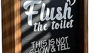 Bathroom Decor Funny Bathroom Signs, Farmhouse Bathroom Decor Kids Guest Master Half Bathroom Decor, Cute Toilet Restroom Decor Rustic Wooden Frame Funny Sayings, Adornos Para Baños (Black)
