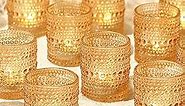 24 Pcs Gold Votive Candle Holders for Table Centerpieces, Glass Candle Holders Bulk for Wedding, Bridal Shower, Birthday, Home, Baby Shower Birthday, Party Decoration (Gold,24)