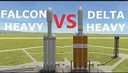 KSP: Falcon Heavy VS Delta IV Heavy | Space Station Build Battle | Kerbal Space Program