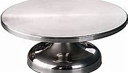 ZHUOJIA Stainless Steel Revolving Cake Stand 11.8 Inch/30cm Rotating Cake Turntable with Smooth bearing and Non-slipping Silicone Bottom for Cake, Cupcake Decorating Supplies 13.58x13.58x6