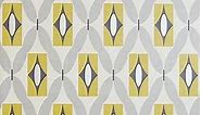 Arthouse Quartz Yellow Gray Wallpaper, 33' x 20.5" Full Roll, Vintage Chic Retro Style, Pearlescent Highlights, Checks & Geometric Stripes 640703