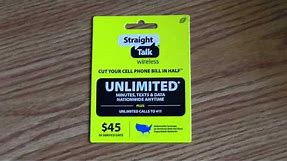45 Straight talk phone refill card