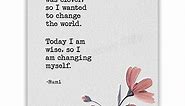 'Today I Am Wise' - Rumi Quote Wall Art, 8x10 Inch Inspirational Floral Print, Motivational Decor for Living Room, Bedroom, Office - Ideal Home Wall Accent, Unframed.
