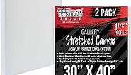 U.S. Art Supply 30 x 40 inch Gallery Depth 1-1/2" Profile Stretched Canvas, 2-Pack - 12-Ounce Acrylic Gesso Triple Primed, Professional Artist Quality, 100% Cotton - Acrylic Pouring, Oil Painting