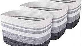 WISELIFE Storage Basket 3 Pack, Laundry, Blanket, Cotton Rope and Woven Baskets for Organizing, toy storage for Living room, laundry room, Bedroom, Nursery, Grey