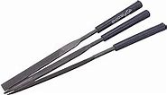 Utoolmart Carbon Steel Needle File, 3-Pieces Mini Steel Needle File Set, 4mm x 160mm Flat/Triangle/Half Round Files Tools with Plastic Handle, for Metal Glass Stone with Fine Sanding
