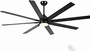 72 inch Black Ceiling Fan with Lights and Remote ，Large Ceiling Fans Quiet Reversible Noiseless， DC Motor Fans 8 Wood Blades Ceiling Fans for Indoor Great Rooms Living Room Patio Farmhouse