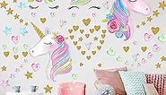 4 Sheets Unicorn Wall Decals Stickers for Girls Room,Large Size Unicorn Wall Sticker Decor for Gilrs Kids Bedroom Birthday Party…