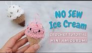 NO SEW mini Ice cream cone amigurumi. How to crochet a mini Ice Cream cone.
