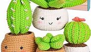Crochetta Crochet Kit for Beginners - Crochet Starter Kit with Step-by-Step Video Tutorials, Learn to Crochet Kits for Adults and Kids, DIY Knitting Supplies, 4 Pack Plants Family(40%+ Yarn)