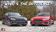 2022 Audi A4 vs S4 / 0-60 & Face-off! (A4 40 & 45)