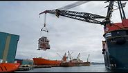 World's largest crane heavy lift vessel, Sleipnir picking up the 600 tonne module quayside!