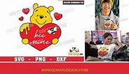 Winnie Pooh Heart Be Mine SVG File Cricut Silhouette Disney Valentine Day Honey Love Sublimation DIY