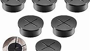 Aohcae Flexible Cable Cord Grommet 6Pcs - 1 Inch Silicone Desk Grommets Cable Pass Through Wall Grommets Wire Hole Cover for Table and Other Furnitures (Black)
