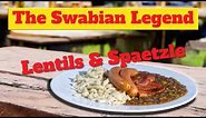 Authentic German Cuisine - Lentils, Spaetzle and Wieners.