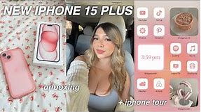 UNBOXING MY PINK IPHONE 15 PLUS + WHATS ON MY IPHONE 🎀🧸📱 *aesthetic*