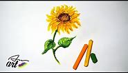 How To Draw a Sunflower with Oil Pastels