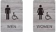 Ash Grey Woodgrain Men And Women ADA Restroom Signs/Modern Chic Acrylic 6" x 9" Bathroom Sign Set With Braille