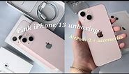 iPhone 13 (pink 256 gb) unboxing + AirPods 2 | ft. cute accessories 💓✨