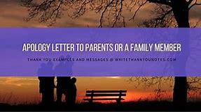 Apology Letter to Parents or a Family Member [Stealing, Lying, Drugs]
