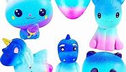 Galaxy Jumbo Squishies Slow Rising Animal Squishy Toys Newest Unicorn Galaxy Squishies Party Favors Goodies Bags Class Prize Cream Scented & Kawaii Squishys Stress Relief Toys for Adults Kids（6 Pack）