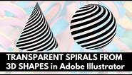 Illustrator - Transparent Spirals from 3D shapes - Extract Curvy Lines from 3D Objects