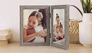Lavezee 5x7 Double Picture Frames Set of 2, Rustic Hinged Frame Display 2 Openings 5 by 7 Photos Stand Vertical on Tabletop or Desktop